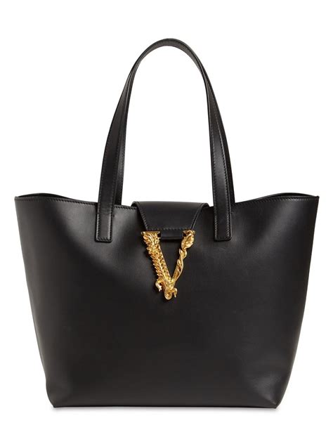 versace black leather tote 1980|Versace tote bag authentic.